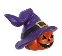 Toyvian Halloween Pumpkin Ghost Statue with Witch Hat Haunted House Ornament for Tabletop Decor Vibrant Desktop Figurine for Home Retail Displays and Themed Party Decorations