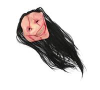 Toyvian Halloween Scary Mask for Cosplay Latex Evil Demon Mask with Long Hair for Halloween Parties and Haunted Houses Creepy Facial Decoration