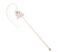 Toyvian Halloween Themed Plush Cat Teaser Stick Interactive Soft Ghost Design for Cats Fun Teasing for Chasing Chewing Playing Lightweight Portable Pet Entertainment