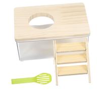 Toyvian Hamster Bath Kit Hamster Wood Chinchilla Bath House Small Animal Sandbox Bathtub Ladder for Chinchilla Dust