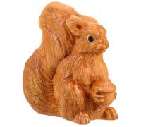 Toyvian Hand-Carved Wooden Squirrel Ornament Small Cute Animal Figurine Spring Theme Decorative Wooden Squirrel for Home Desk and Garden Decor