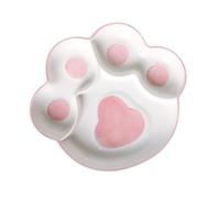 Toyvian Hand-Painted Pink Ceramic Divided Plate with Smooth Edges Food Serving Dish for Home Camping Picnic and Outdoor Use