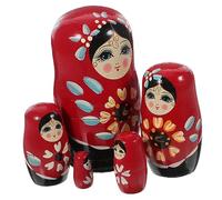 Toyvian Hand Painted Wooden Russian Nesting Dolls Eco Friendly Paint Educational for Early Matryoshka Gift with Bright Colors