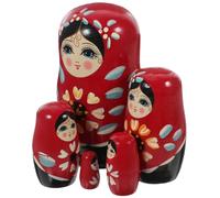 Toyvian Hand Painted Wooden Russian Nesting Dolls Educational Eco Friendly Wood Nested for Gift with Bright Color