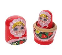 Toyvian Hand-painted Wooden Russian Nesting Dolls Set Strawberry Girl Matryoshka Figurines Collectible Ornaments for Doll Enthusiasts and Cultural Decor Christmas