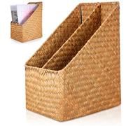 Toyvian Hand-woven Document Organizer, Woven File Holder for Desk Office Storage Basket Magazine File Holder Folder Organizer