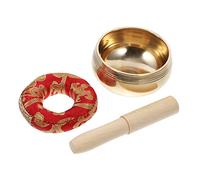 Toyvian Handcrafted 8cm Tibetan Singing Bowl Set Peach Wood Mallet and Cushion, Copper Meditation and Yoga Sound Therapy Tool for Mindfulness and Relaxation Random Color