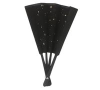 Toyvian Handcrafted Mini Folding Fan Black Bamboo Cloth with Gold Speckles