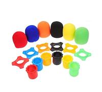 Toyvian Handheld Microphone Accessories 18 pcs Pack Including Sponge Covers Five-star Silicone Anti-slip Rings Tail Covers in Six Colours Mic Protection Bottom Rod Sleeve