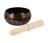 Toyvian Handmade 8cm Copper Yoga Singing Bowl Kit with Mallet, Tibetan Meditation Sound Bowl for Mindfulness and Healing, Decorative Singing Buddha Sound Instrument Set