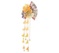 Toyvian Handmade Japanese Hairpin with Flower Tassel and Fan Decor Elegant Kimono Style Hair Ornament for Women Traditional Celebrations Vintage Inspired Tassel Hair Clip