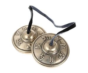 Toyvian Handmade Meditation Bell for Yoga Pure Copper Cymbal Bell Small White Six True Words for Yoga and Meditation Practice