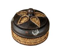 Toyvian Handmade Solid Wood Ashtray with Lid Vintage Southeast Asian Style Diameter Delicate Decorative Smoking Tray Indoor Use Male Gift for Home Bar Cafe