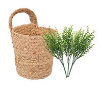 Toyvian Handwoven Storage Basket with Handle Multi Purpose Flower Organizer for Home Bathroom Office Seagrass Design for Stylish Storage and Decoration