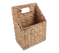 Toyvian Handwoven Wicker Hanging Storage Basket Wall Mounted Organizer for Books Magazines Mail Rustic Khaki Woven Basket for Shelves Space-saving Home Decor
