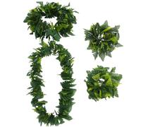 Toyvian Hawaiian Leaf Hula Garlands: Adults Tropical Beach Costume Set Green Leaf Necklaces Lei Bracelet Summer Beach Weddings Luau Party Accessories