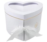 Toyvian Heart-shaped Double Layer Rotating Box White with Lid, Small Valentines Flower Holder and Present Box for Festival and Birthday Packaging