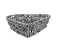Toyvian Heart-shaped Woven Storage Basket Grey Imitation Rattan Bread and Fruit Organizer Multipurpose Snack Tray Stackable Sundries Holder for Home Kitchen Dining