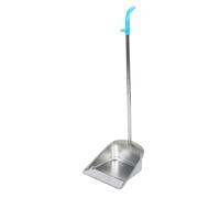 Toyvian Heavy Duty Stainless Steel Garbage Shovel with Long Handle Wide Dustpan for Indoor Outdoor Use Multifunctional Garbage Sweeper with Top Teeth for Hair and Dust Collection Suitable