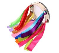 Toyvian Heavy Duty Wooden Tambourine with Colourful Ribbons, Dual-sided Design Hand Drum for Sports Events and Stage Performance, Easy to Operate with Range of Playing Styles