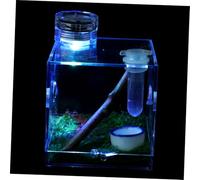 Toyvian High Transparent Spider Habitat Box with Lamp Jumping Spider Cage Storage Observation Flip Feeding for Insect Breeding and Pet Care