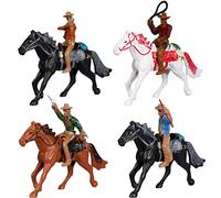 Toyvian Home Accessories Decor Cowboy Figure Toy, Figures Play Set, 4 Pcs American Figures Cowboys And Indians, Cowboy And Toys Playset House Games for Kids Ages 3-10 Girl Toddler Toys