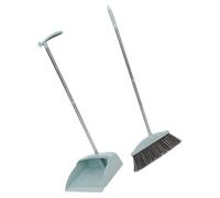 Toyvian Household Broom and Dustpan Set, Non-Stick Hair Dustpan for Home Cleaning, Light Blue 2pcs Sweeping Supplies Suitable for Kitchen and Room Use