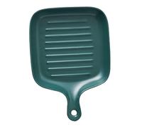 Toyvian Household Ceramic Baking Tray with Single Handle Green Nordic Style Oven-Safe Kitchen Pan for Bread Pizza Roasting Vegetables Meat Lasagna and Leftovers
