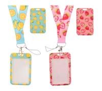 Toyvian Id Card Holder 2pcs Polyester and Plastic with Lanyard Fruit Pattern Portable Badge Holders Securely Store Work and Bus Cards for Students and Engineers in Office or School