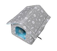 Toyvian Indoor Cat House M Size with Grey Bone Pattern - Small Square Pet Bed Shelter for Kittens and Indoor Cats, Soft Cozy Nest for Living Room and Bedroom Use