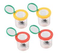 Toyvian Insect Magnifier Viewer for Children 4 Pack Bug Observation Boxes with Magnifying Lid Science Nature Exploration Tool for Hands-Free Bug Viewing and Learning