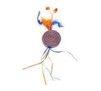Toyvian Interactive Cat Lollipop with Ribbon Lightweight Kitten Plaything for Indoor Cats Stimulates Hunting Instincts and Encourages Active Chewing Blue and Orange Options