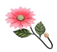Toyvian Iron Art Wall Hook Pink Floral Pendant for Bathroom and Kitchen Wall Hanging with Practical Storage