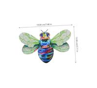 Toyvian Iron Bee Wall Hanging Ornament with Green Wings Iron Garden Decoration for Outdoor Fence Porch and Indoor Wall Art Accent