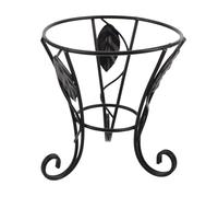 Toyvian Iron Bird Bath Stand with Leaf Decor Elegant European Style Easy to Clean and Multifunctional Black Ornate Birdbath Base for Outdoor Garden Use for Patio or Lawn