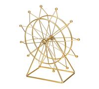 Toyvian Iron Ferris Wheel Model Desktop Ornament Gold Tabletop Decor Bookshelf Decorative Object Home Accent Sculpture for Living Room and Entryway