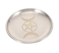 Toyvian Iron Pentagram and Triple Moon Storage Tray with Smooth Surface Metal Candle Ritual Plate for Jewelry and Altar Decoration Compact and Lightweight Design for Versatile Use