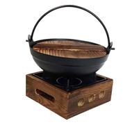Toyvian Japanese Cast Iron Sukiyaki Hot Pot with Stand Non-Stick Saucepan for Home and Restaurant Cooking Ergonomic Handle for Easy Carry for Outdoor Camping and Picnic Use