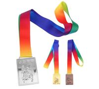 Toyvian Judo Medals Award Medals with Neck Ribbons Zinc Alloy Square 3pcs Practical and Giftable for Taekwondo and Martial Arts Competitions for Youth and Adults at Parties and Sports
