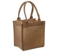 Toyvian Jute Shopping Bag Portable Tote Bag Light Brown Sturdy Natural Jute Material Soft Comfortable Handles Easy to Carry for Parties and Going