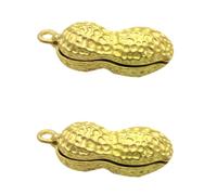 Toyvian Keychain for Peanut Copper Pendants 2pcs Adornment Pendant DIY Accessories, Golden Retro Style Decorations Decor and Hanging Bag Crafts