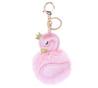 Toyvian Keychain Swan Keyring Colorful Key Holder for Women Bag Accessories Car Handbag Decoration Kids Party Souvenir (Pink)