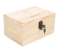 Toyvian Khaki Wooden Donation Box with Lock for Secure Storage, for Donation Collection and Raffle Drawings, Stylish and Portable Fundraising Case