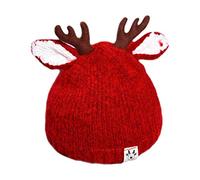 Toyvian Kids Reindeer Hat Antlers Hat Winter Warm Knitted Cap for Girls Kids Baby Red