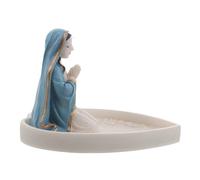 Toyvian Lady Prayer Rosary Box with Virgin Mary Statue, Resin Catholic Religious Keepsake Holder for Rosary Beads and Small Jewelry, Sacred Christian Home Decoration for Personal Devotion