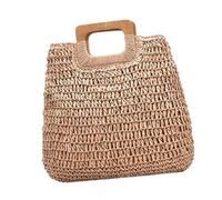 Toyvian Large Capacity Hand-crocheted Beach Hand Bag for Women Lightweight Khaki Summer Tote with Spacious Storage Natural Material for Daily Shopping and Parties