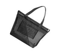 Toyvian Large Capacity Mesh Shower Bag with Hanging Storage and Large Opening Design, Portable Polyester Toiletry Pouch for Camping and Gym Use, Black Unisex Mesh Toiletry Organizer