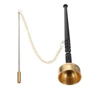 Toyvian Large Copper Yin Qing Hand Percussion Instrument with Wooden Handle, Buddhist Temple Ritual Bell for Prayer and Meditation, Decorative Buddhism Musical Instrument for Ceremony Use