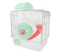 Toyvian Large Hamster Cage for Small Pets and Rats with Double-layer Plastic and Iron Wire Construction, Featuring A Light Green Hamster Castle Design Suitable for Home Decor and Small