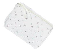 Toyvian Large Quilted Cosmetic Makeup Bag with Cherry Print, Medium Portable Makeup Pouch for Travel, Spacious Cosmetic Tool Storage Pouch for Women